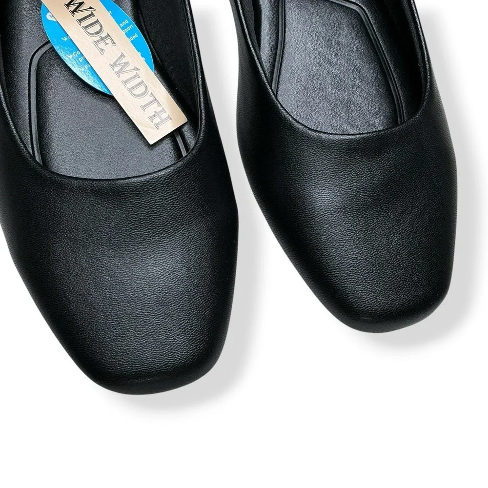 Seychelles Shoes Women 10W Black Ballet Flats Square Toe Diamond Wides NWT